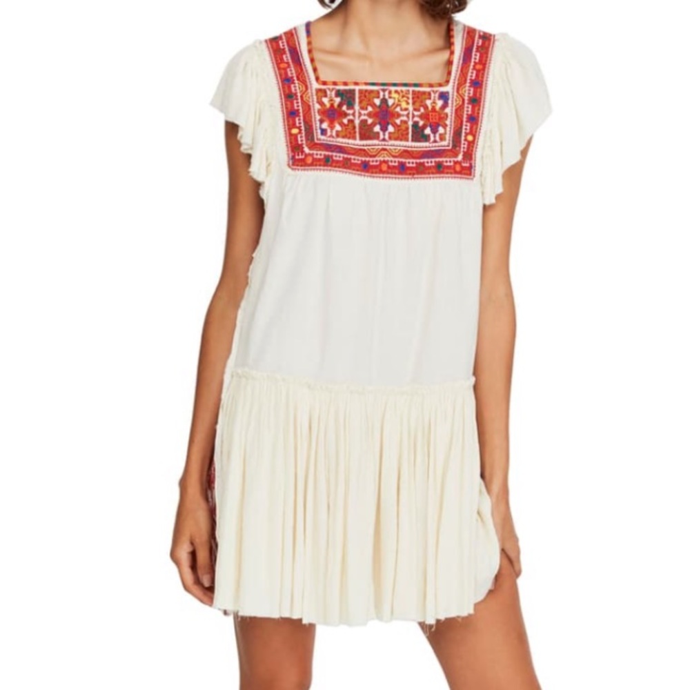 NWT Free People Day Glow Mini White Sand Dress. S - Picture 1 of 13